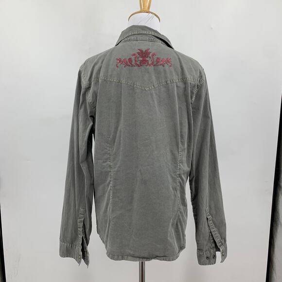 Gramicci Shirt Womens L Large Shitake Long Sleeve Button Up Pearl Snap Western - Picture 5 of 10